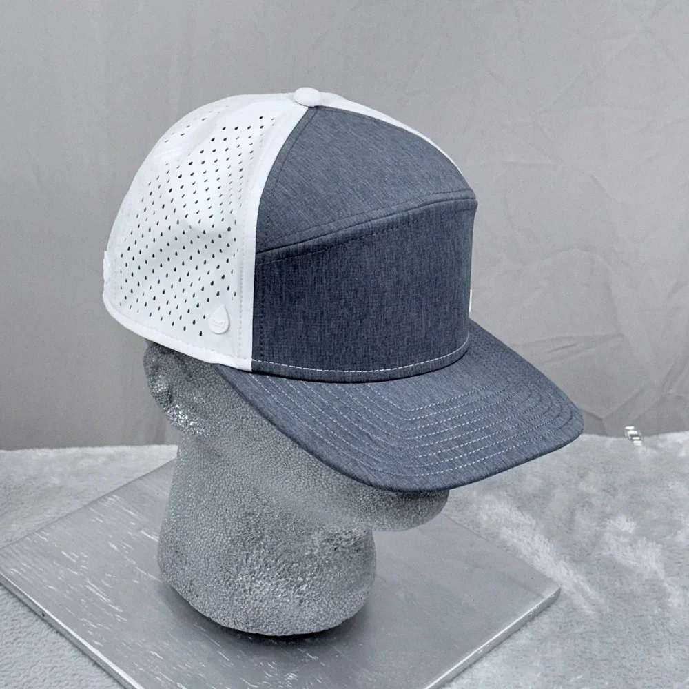 Melin Trenches Hydro Hat Mens 58cm Grey White Water Resistant Snapback Cap Golf